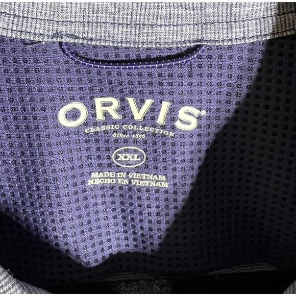 Orvis Woven Short Sleeve Tech Shirt Mens Size‎ XXL Blue Polyester Chest Pockets - Picture 3 of 16